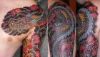 Tatuazhe dragoi për burra: duke zgjedhur për veten tuaj skica shumëngjyrëshe të tatuazheve të dragoit